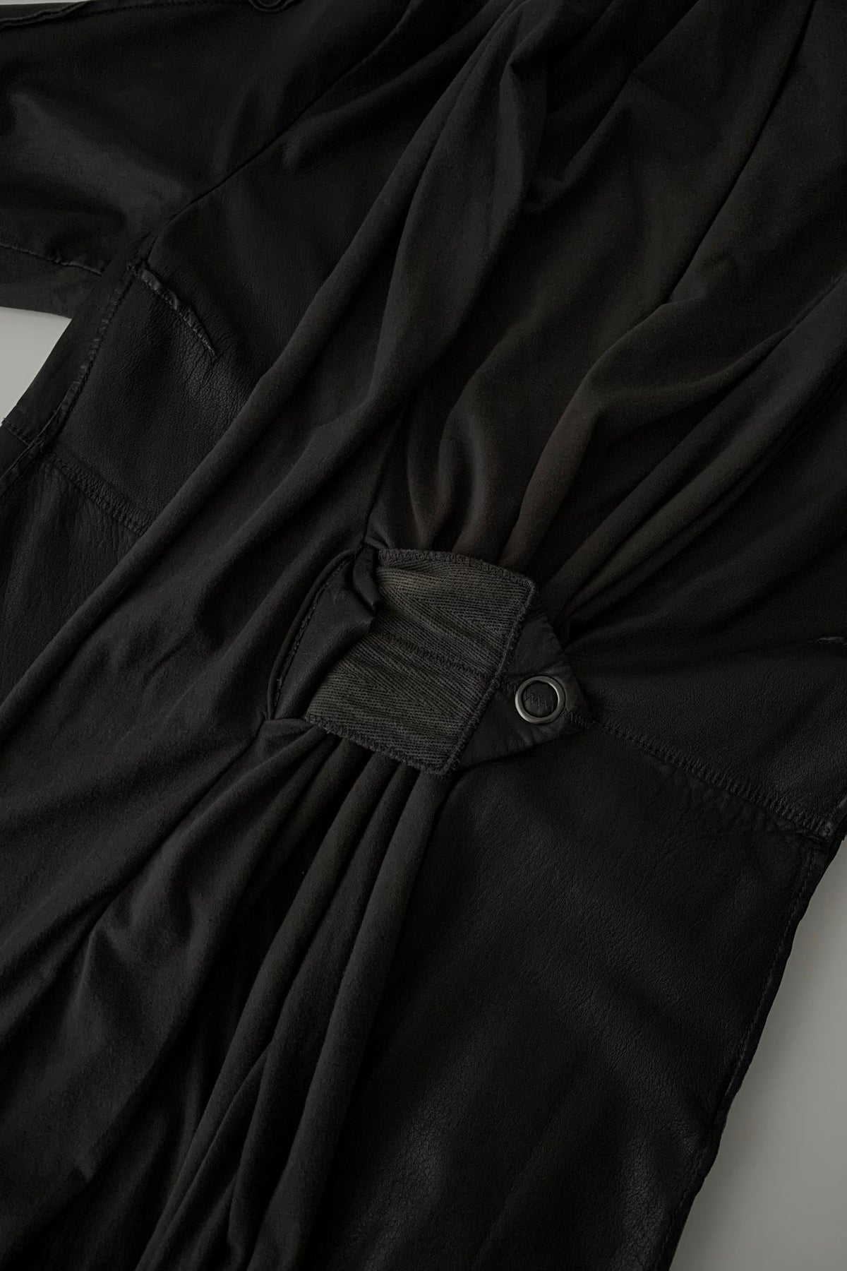 Italy dark gray leather docking coat