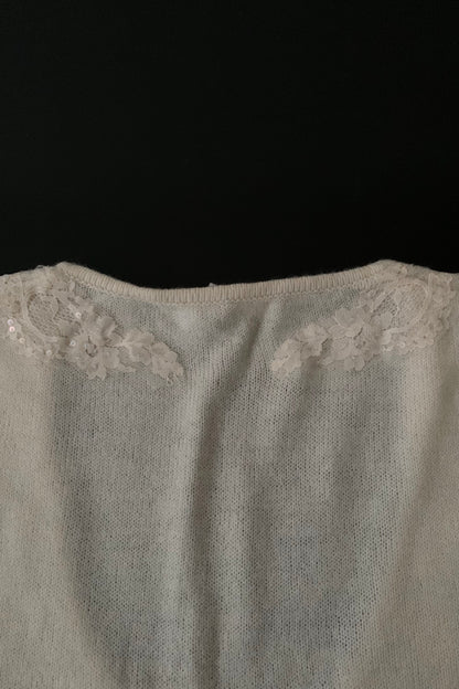 ivory flower sequins knit vest