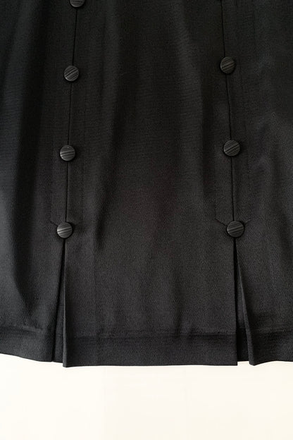 black satin double buttons skirt