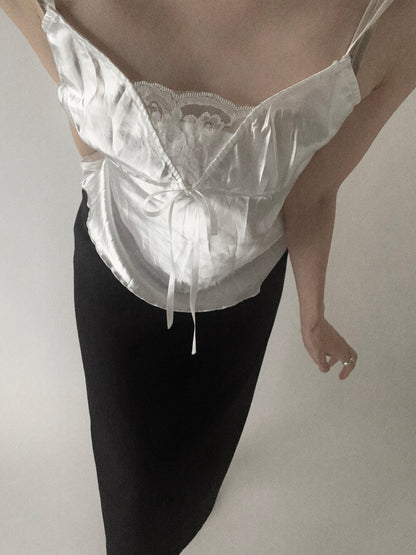 white satin lace camisole