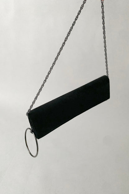 Italy black ring chain bag
