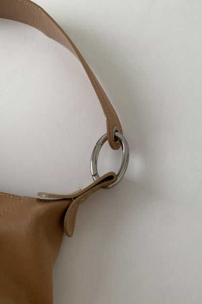 LONGCHAMP camel brown leather silver pointed bag