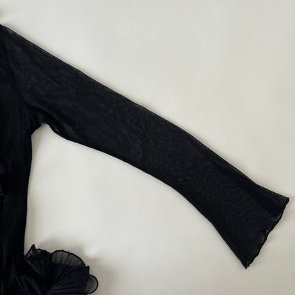 black tulle frill cardigan