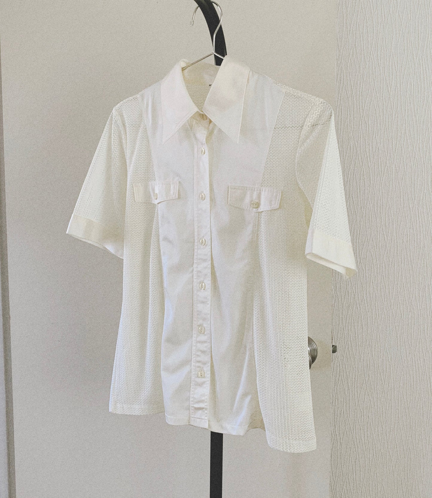 Ivory mesh satin shirt