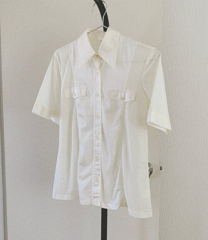 Ivory mesh satin shirt