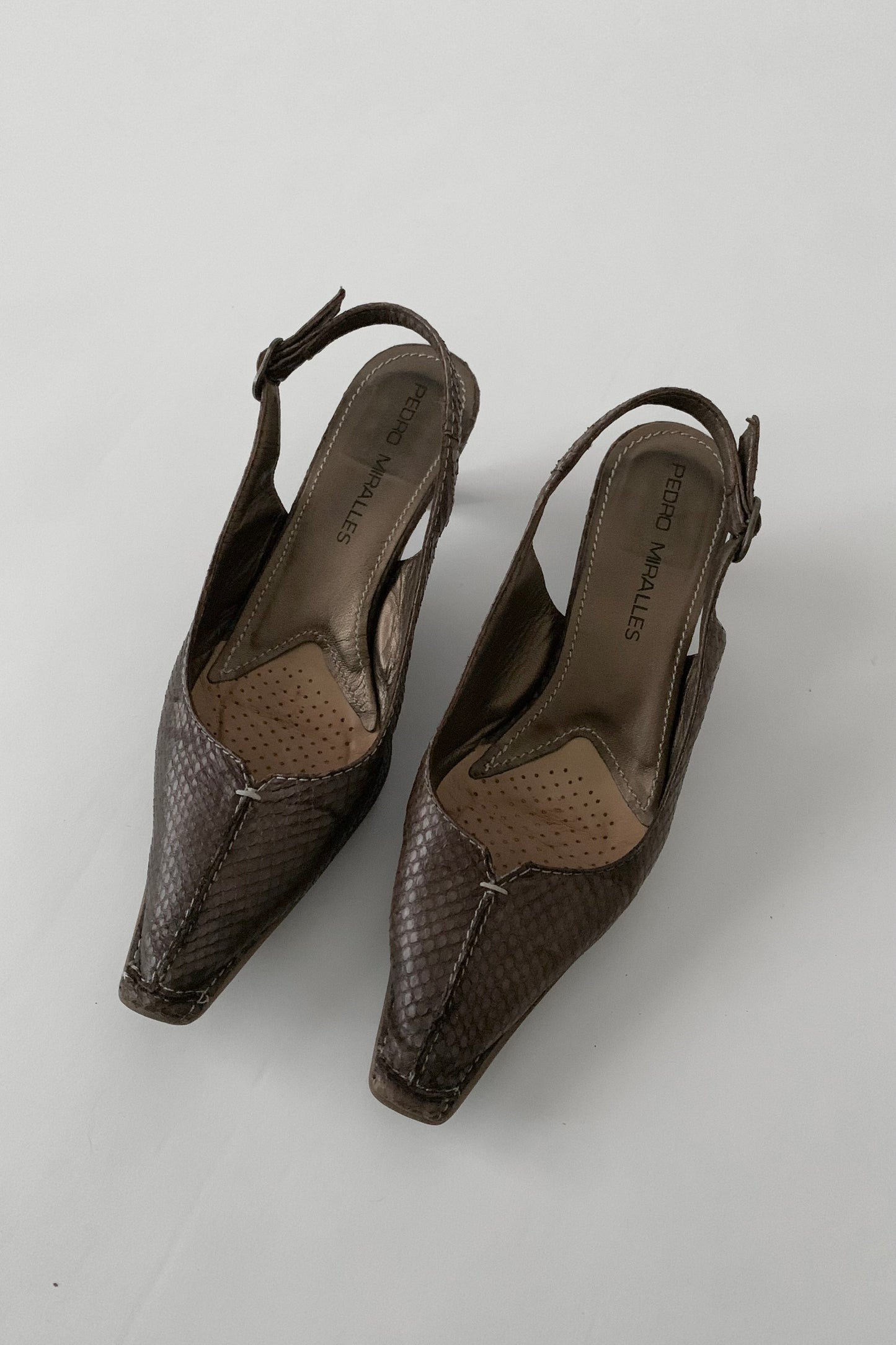 brown leather mule