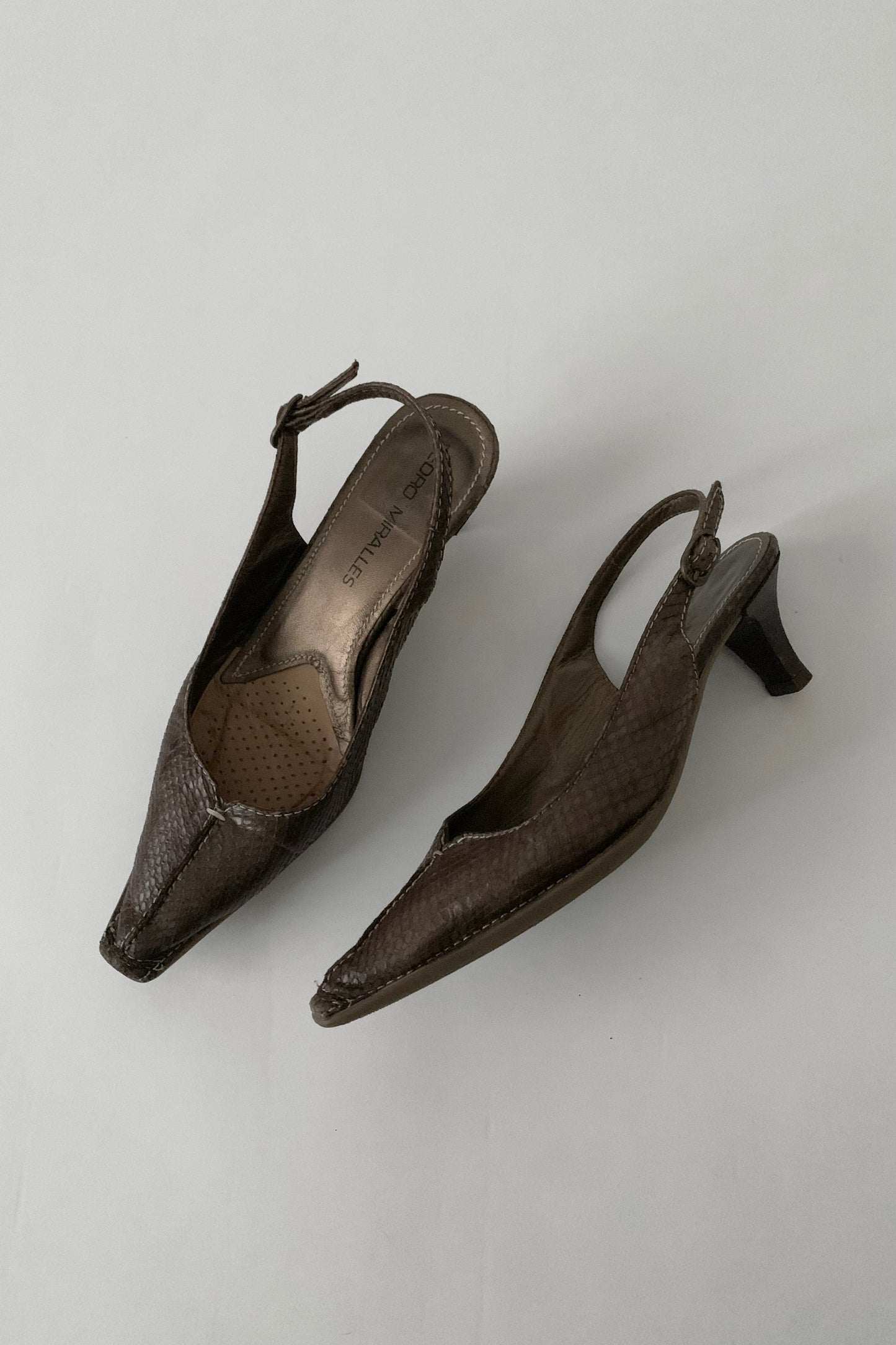 brown leather mule