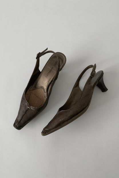 brown leather mule