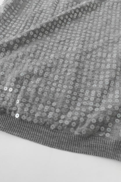 Salvatore Ferragamo gray sequins knit vest