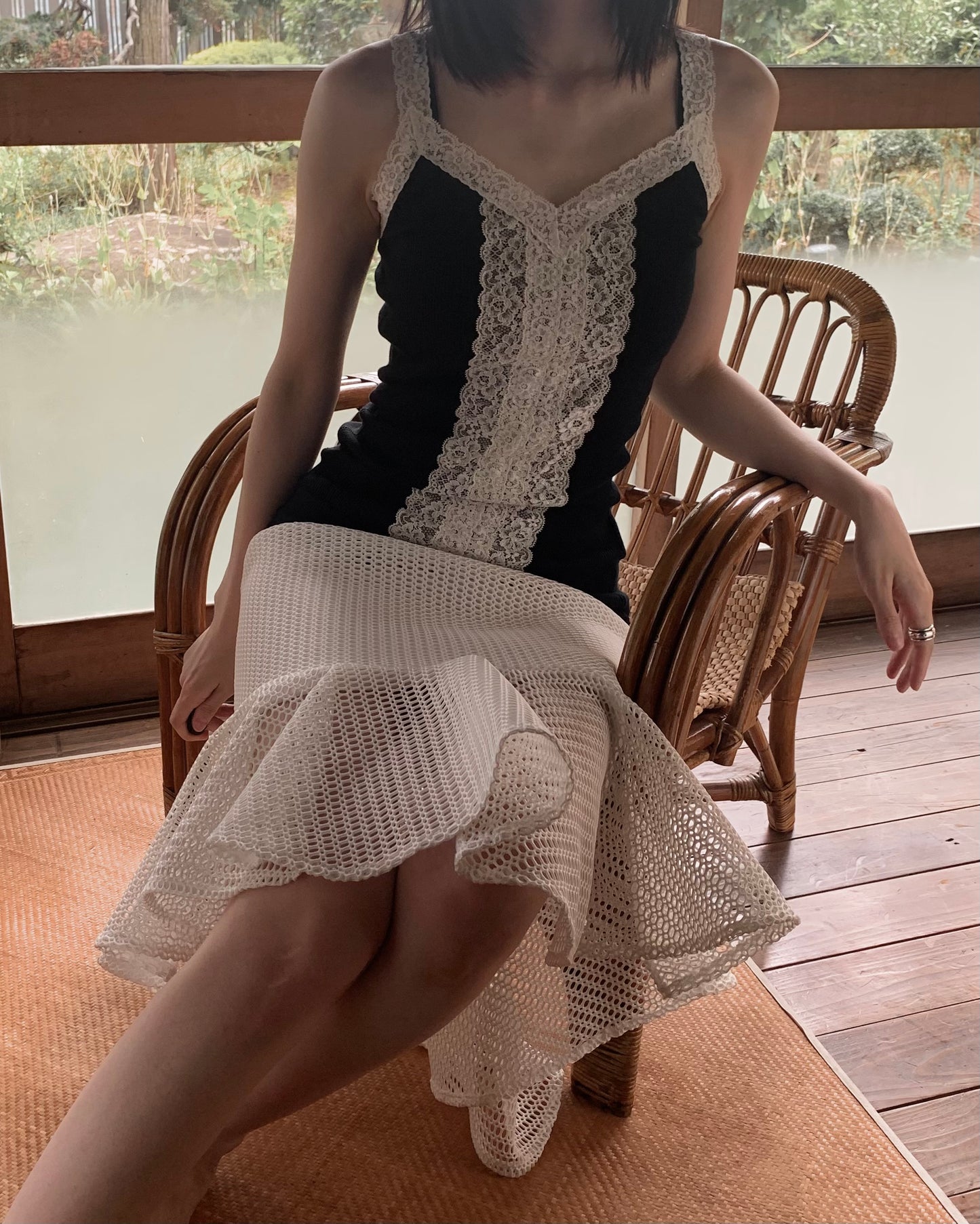 bi-color lace camisole