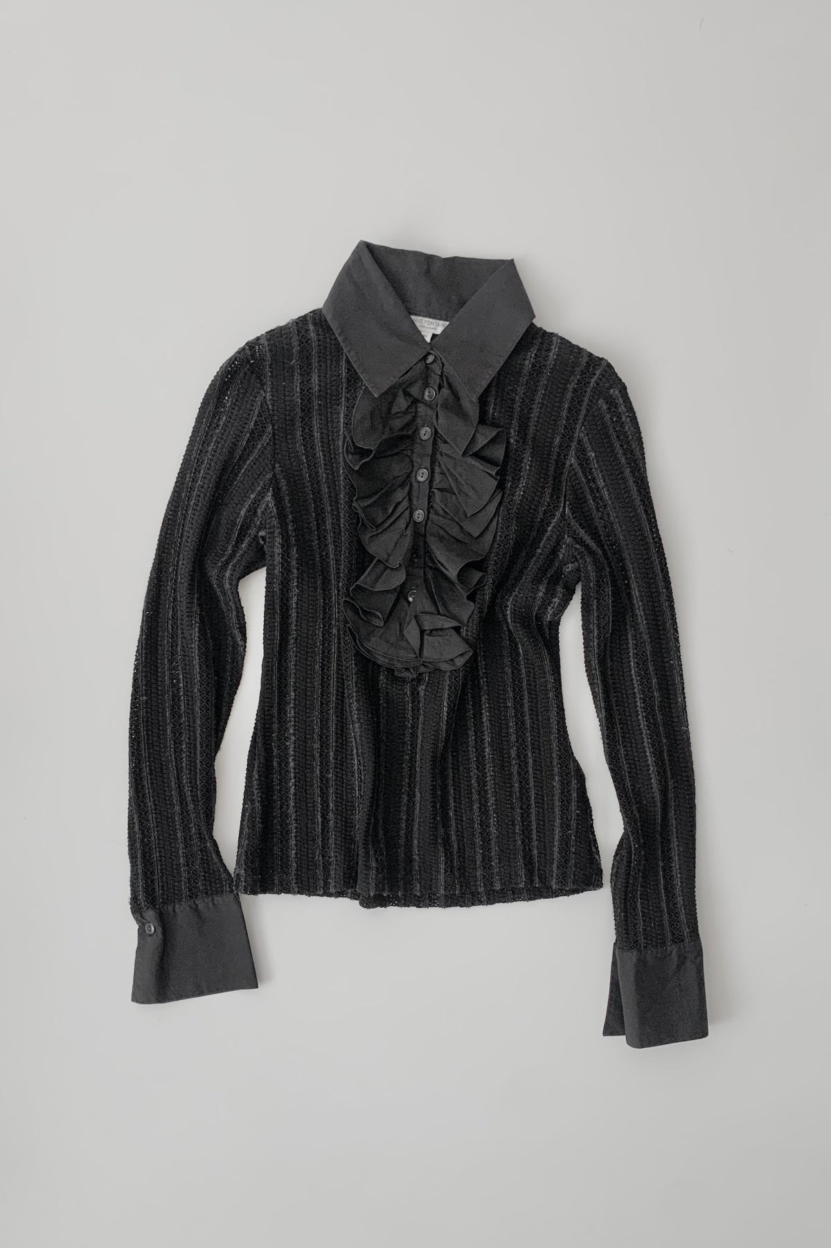France  black see-through frill  blouse