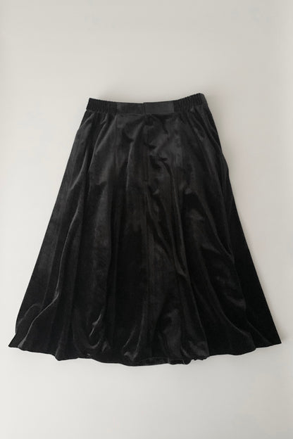 black velours flare skirt