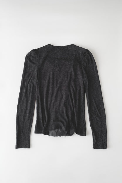 dark gray center frill knit tops