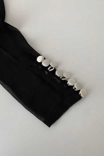 black sheer white buttons shirt