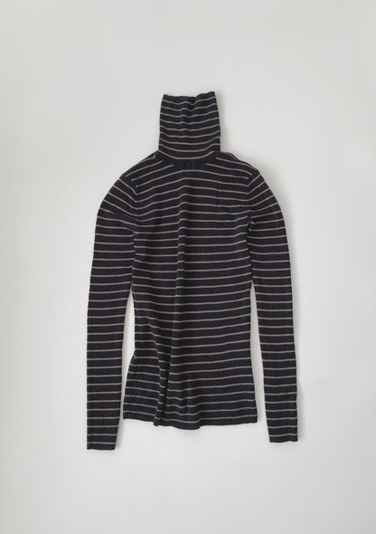 navy and beige stripe wool knit