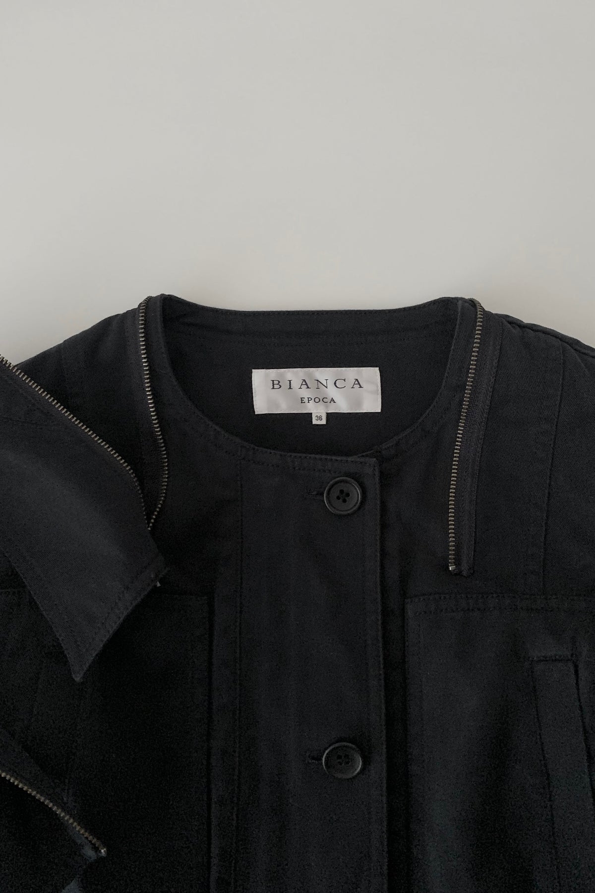 dark navy 2 way collar cotton jacket