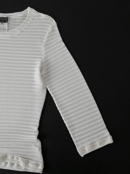 Italy ivory sheer stripe tops
