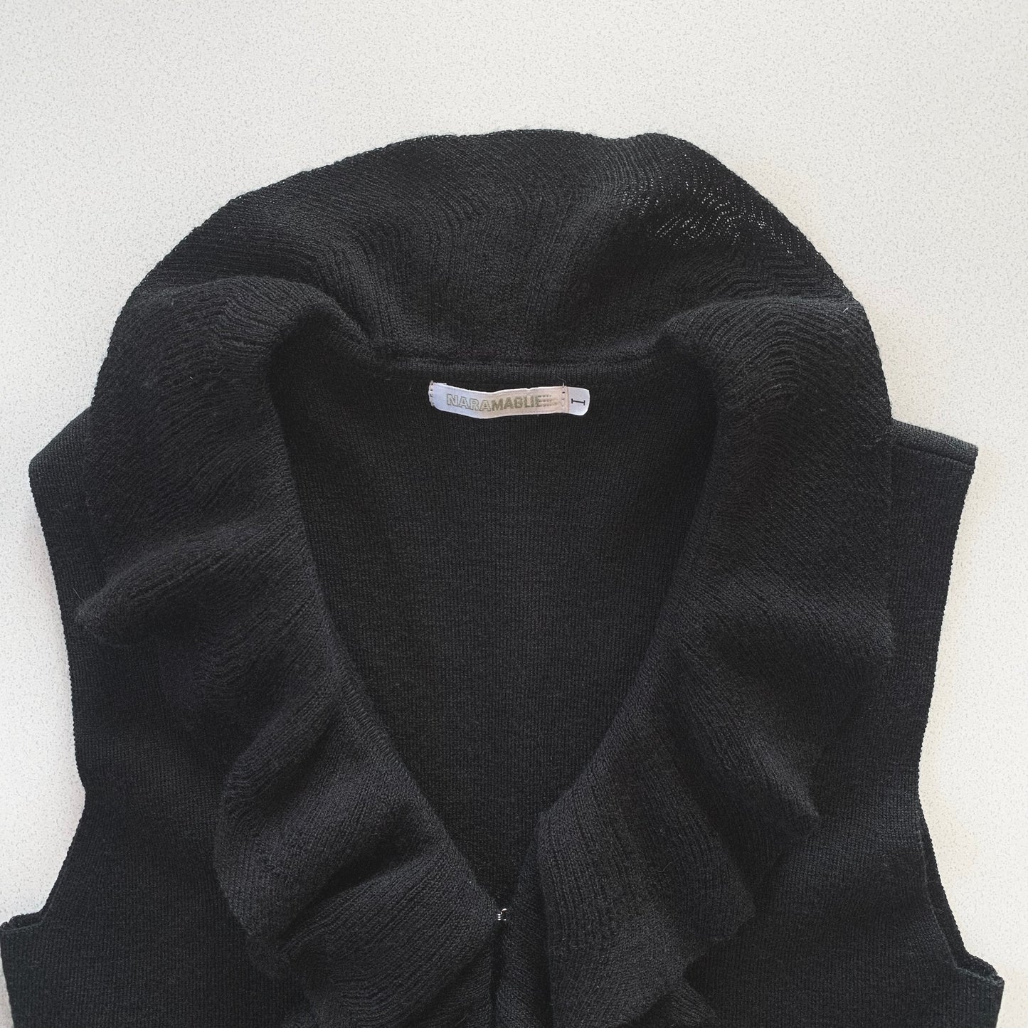 black v frill knit vest