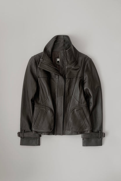 dark brown lamb leather jacket