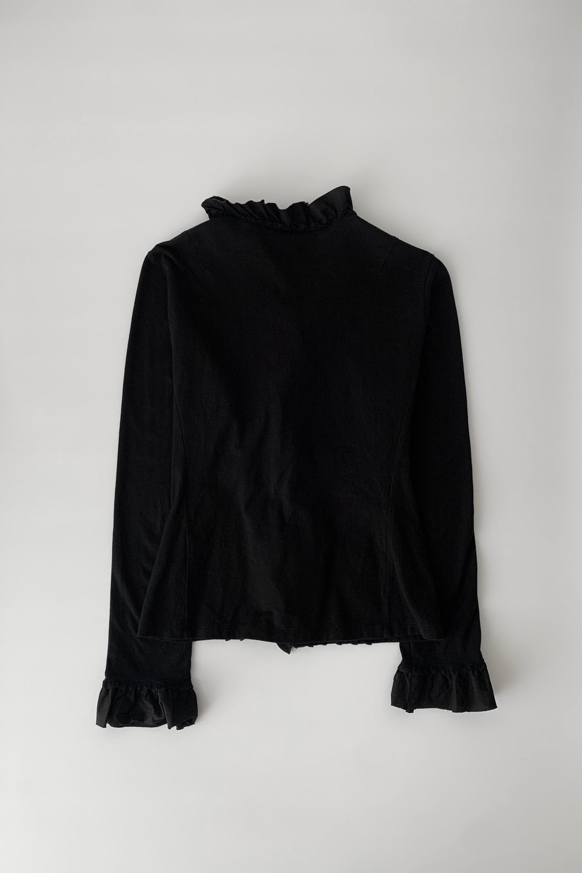 black frill buttons cotton cardigan