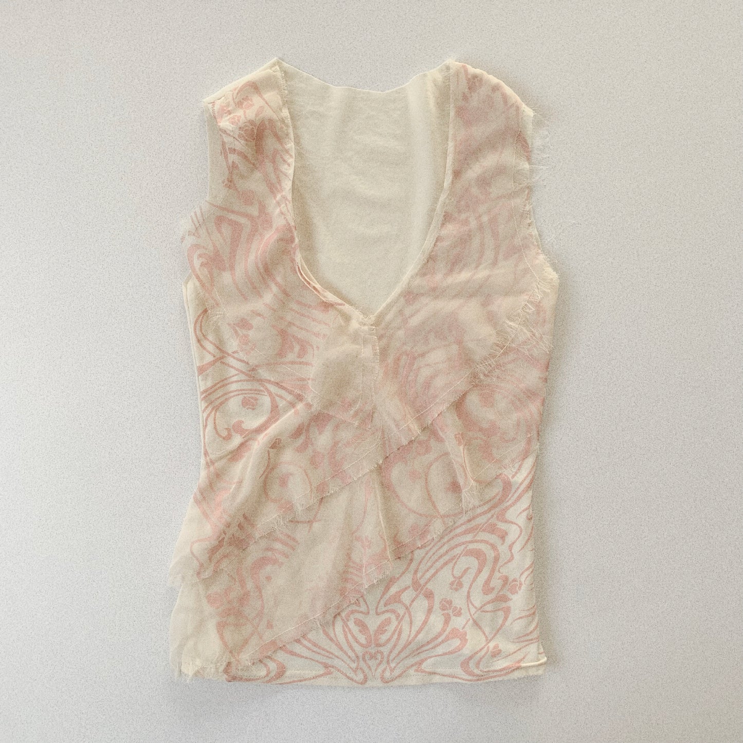 pink beige chiffon design tops