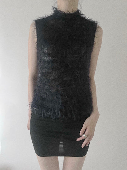 dark purple mohair fur vest