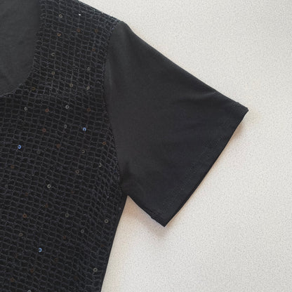 black mesh&sequins tops
