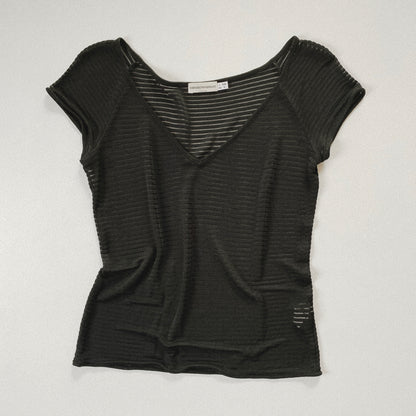 ARMANI black sheer stripe tops