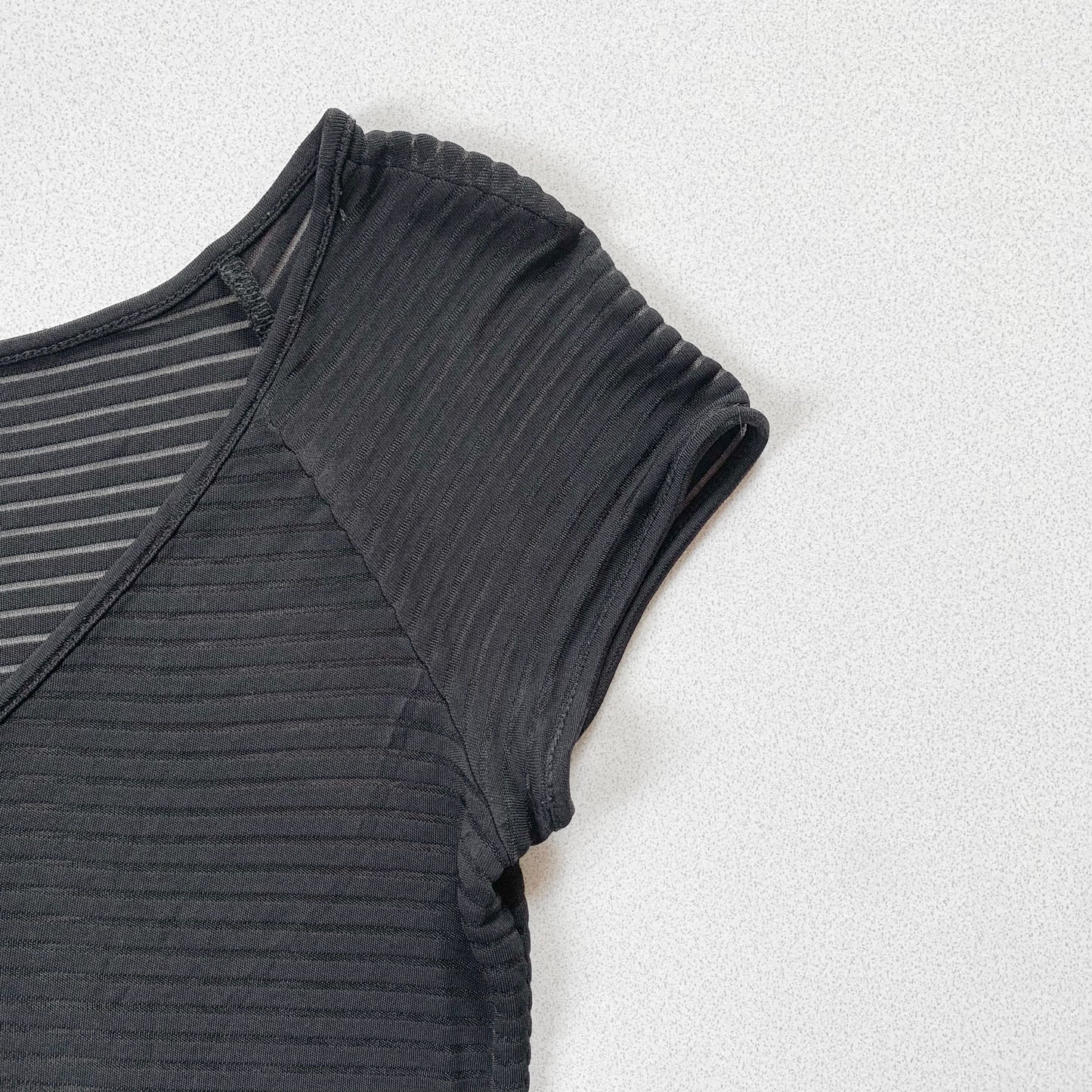 ARMANI black sheer stripe tops