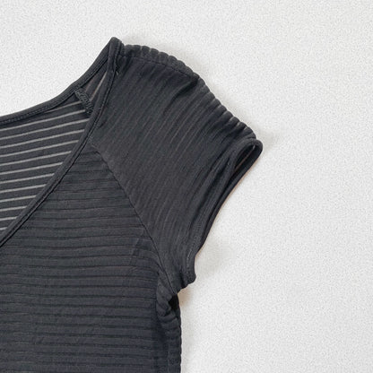 ARMANI black sheer stripe tops