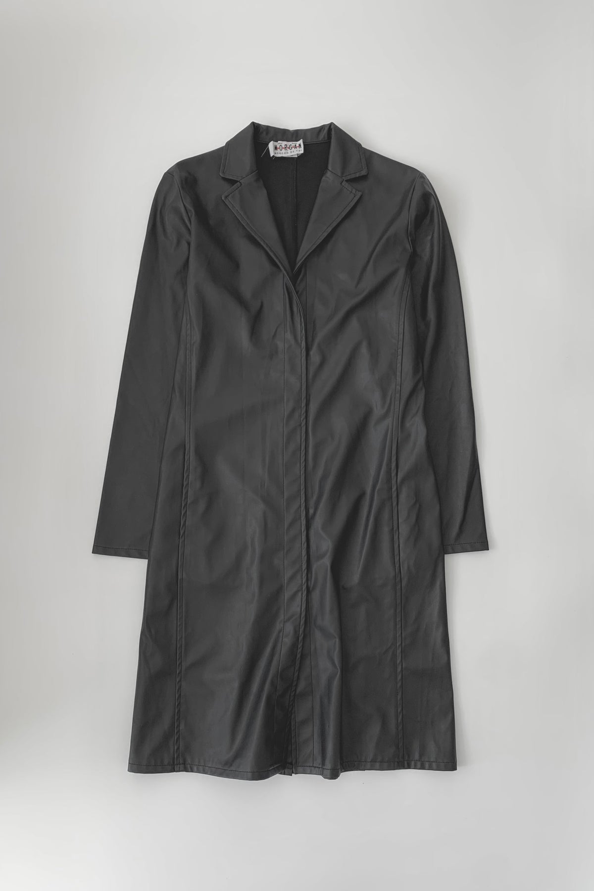 black  leather long coat
