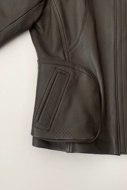 dark brown lamb leather jacket