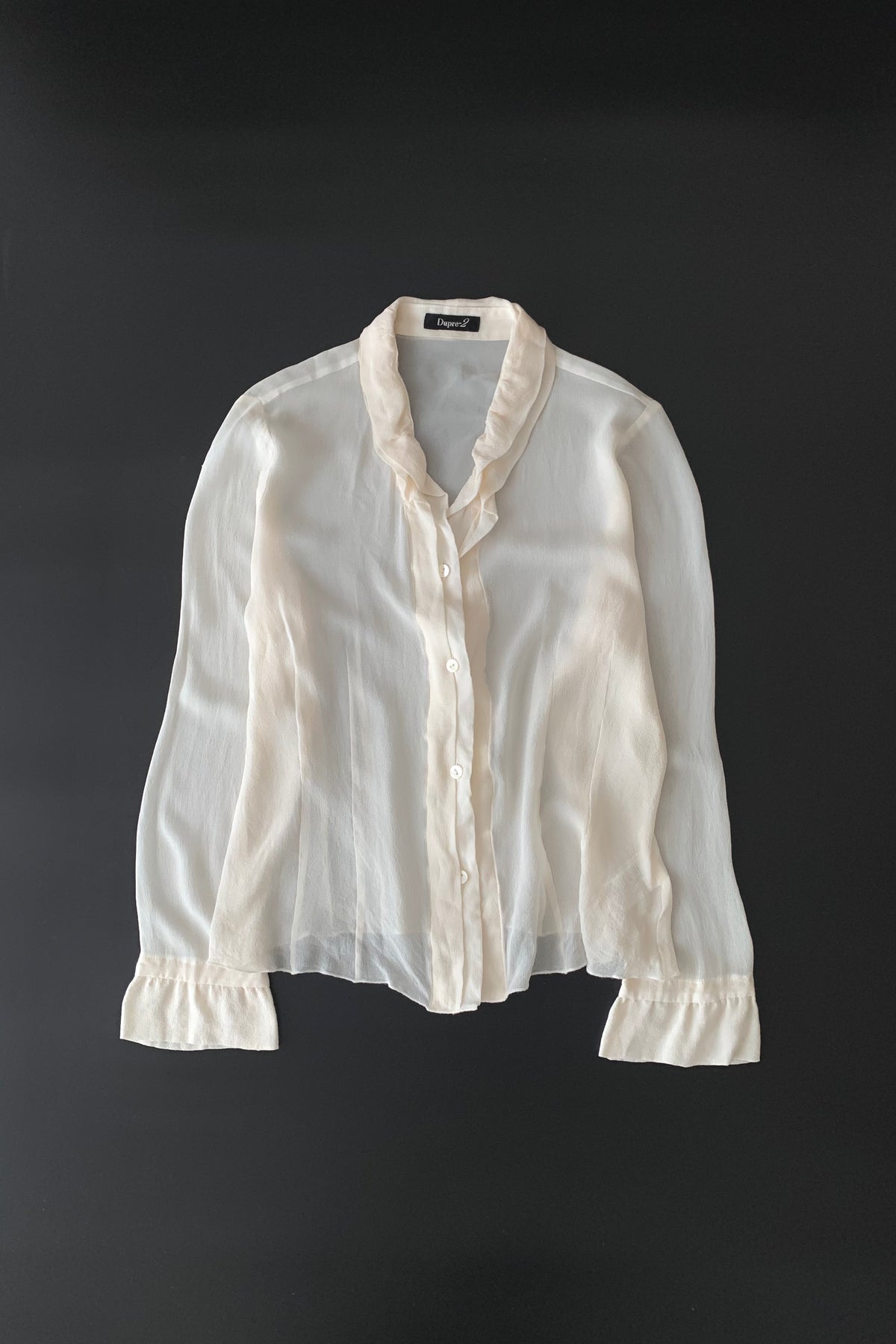 light beige silk see-through blouse