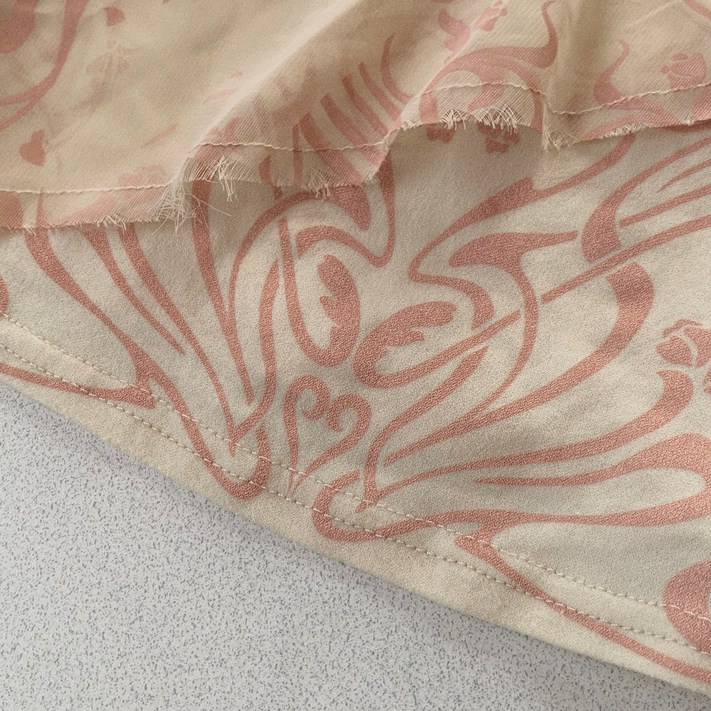 pink beige chiffon design tops