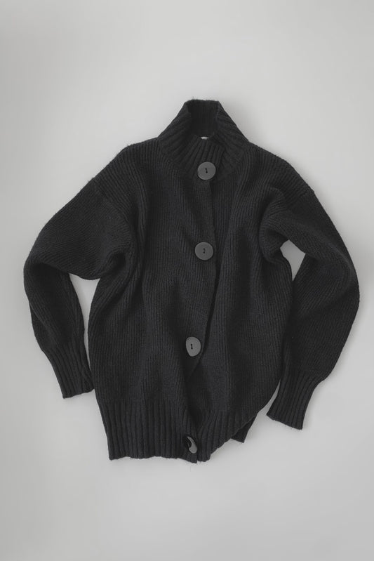 black big buttons over sized knit