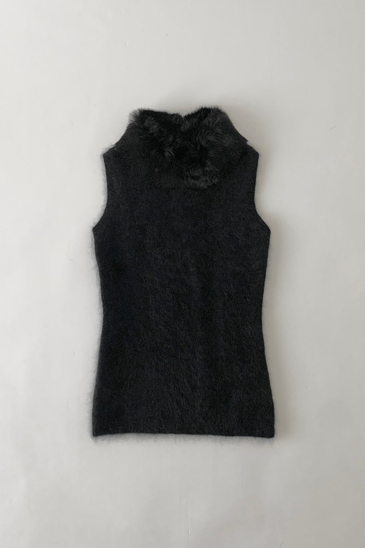 black angora fur neck vest