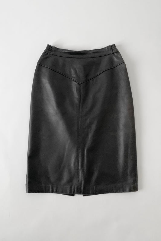 dark brown vintage leather skirt