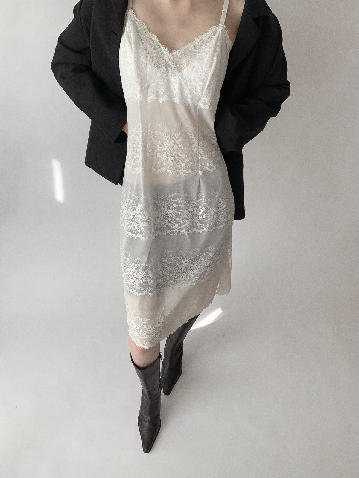 usa ivory lace see-through dress