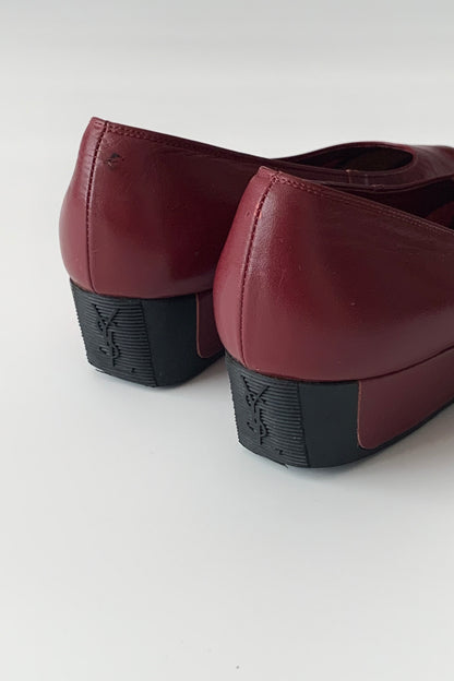YSL bordeaux leather pumps