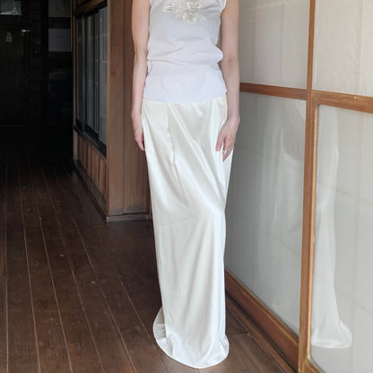 champagne gold satin long skirt