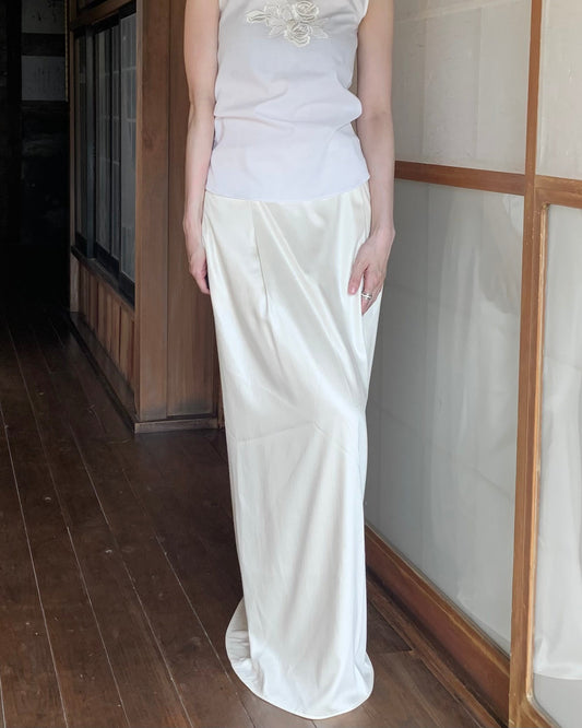 champagne gold satin long skirt