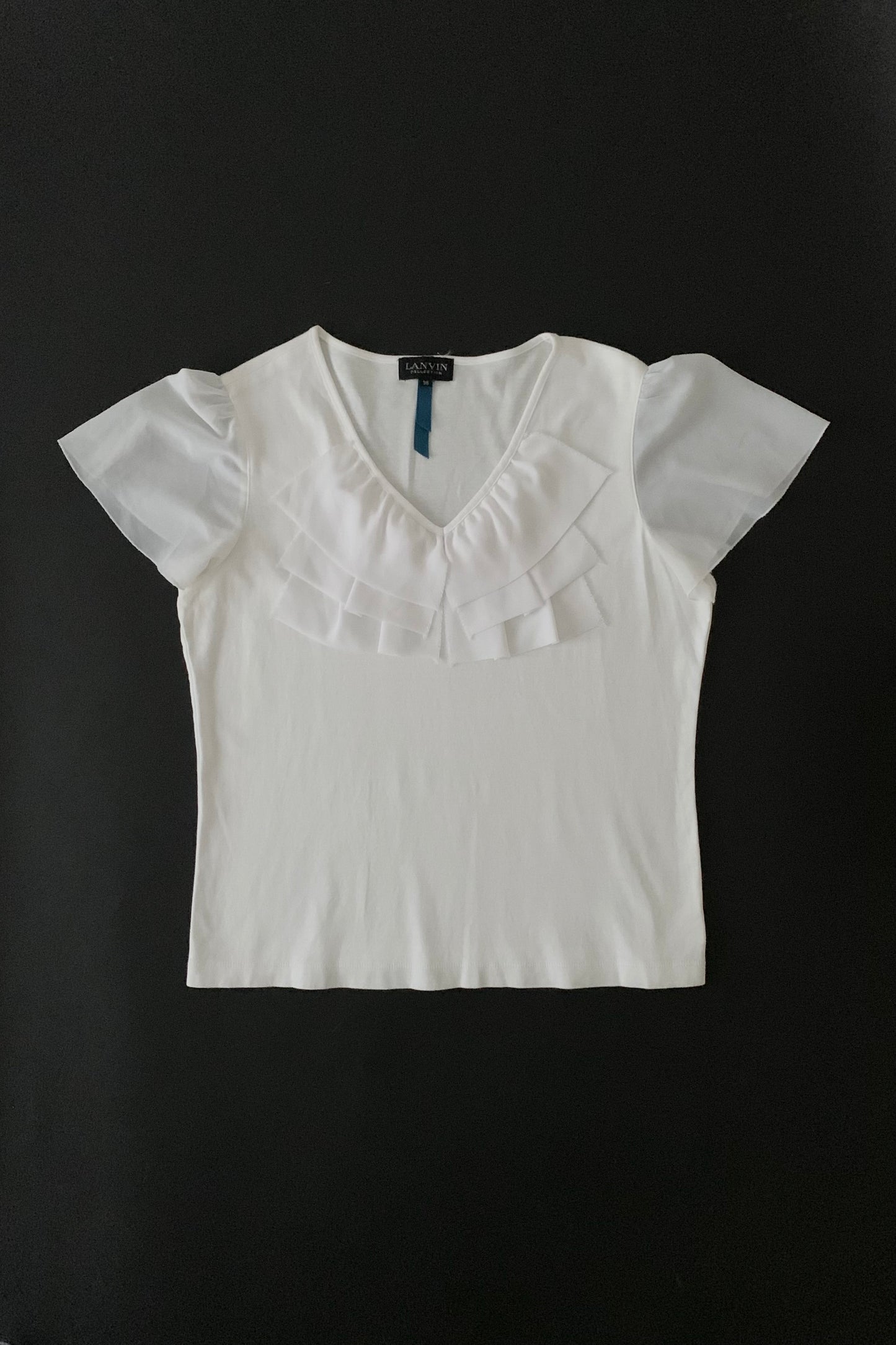 LANVIN white chiffon frill tops
