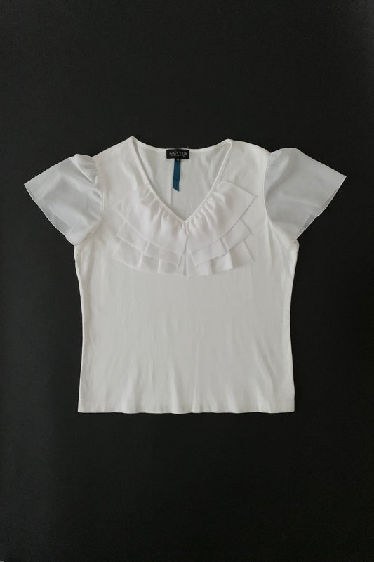 LANVIN white chiffon frill tops