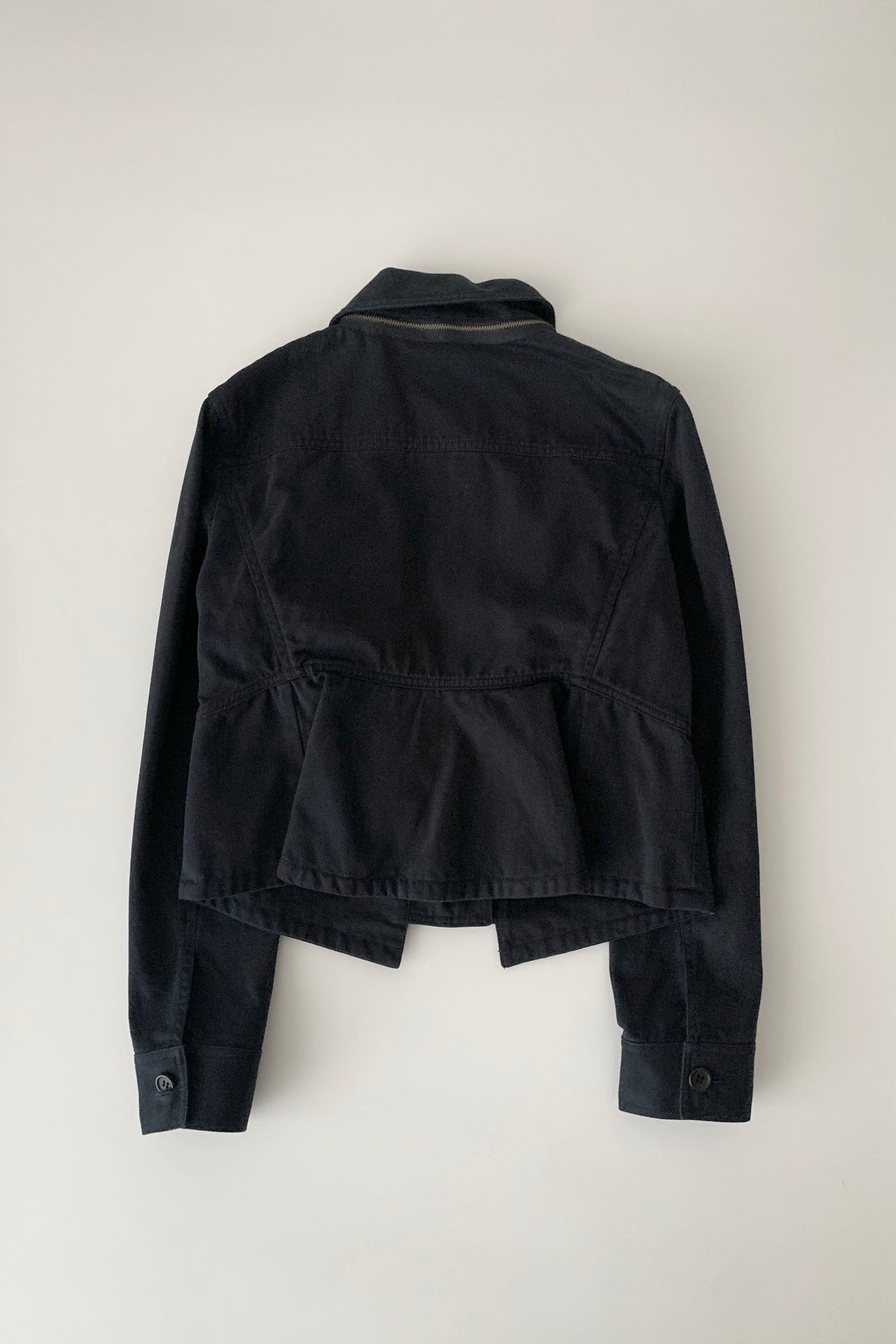 dark navy 2 way collar cotton jacket