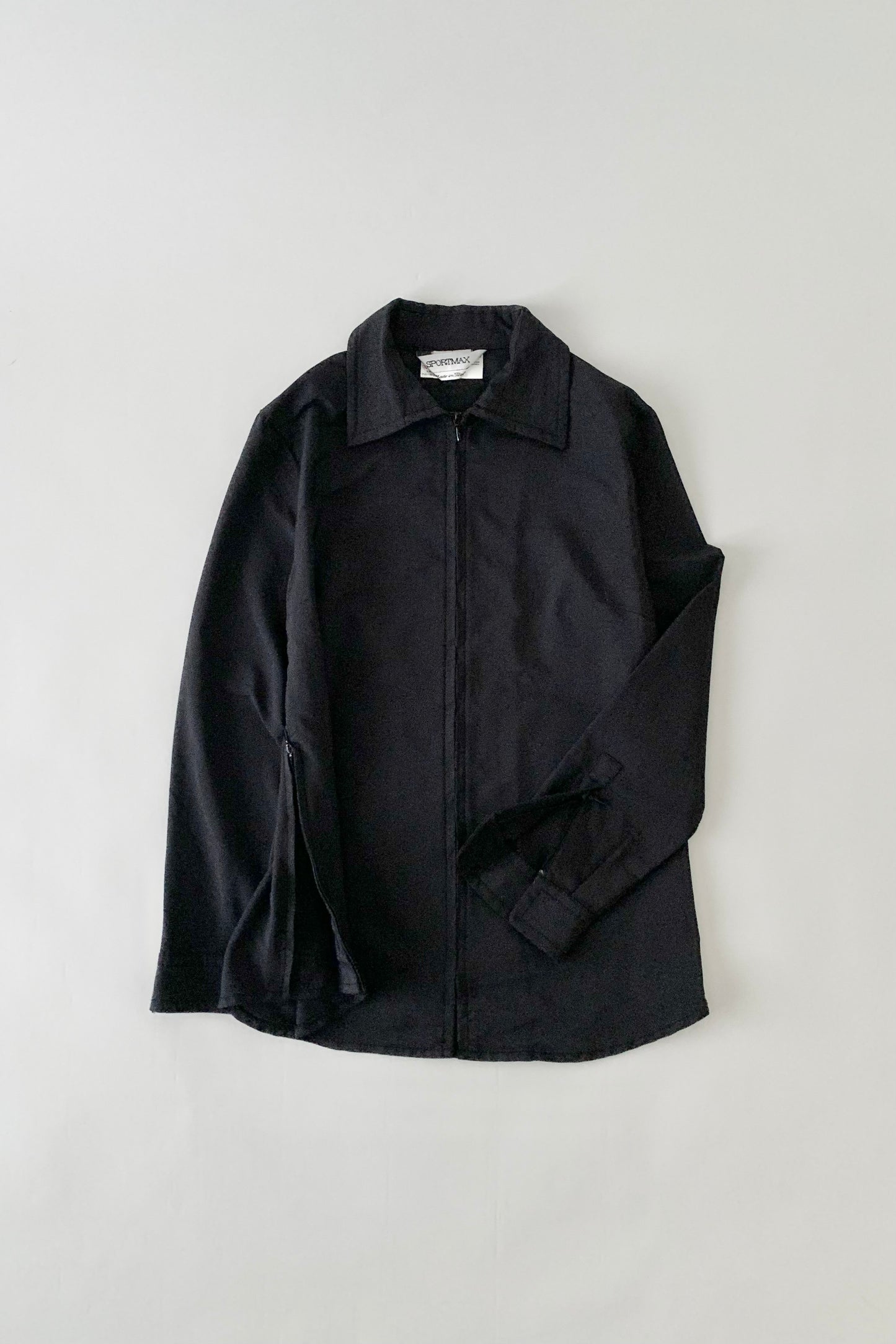 Italy black zip nylon jacket