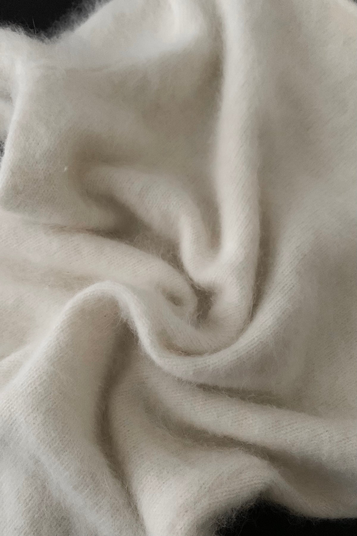 white angora fur knit tops