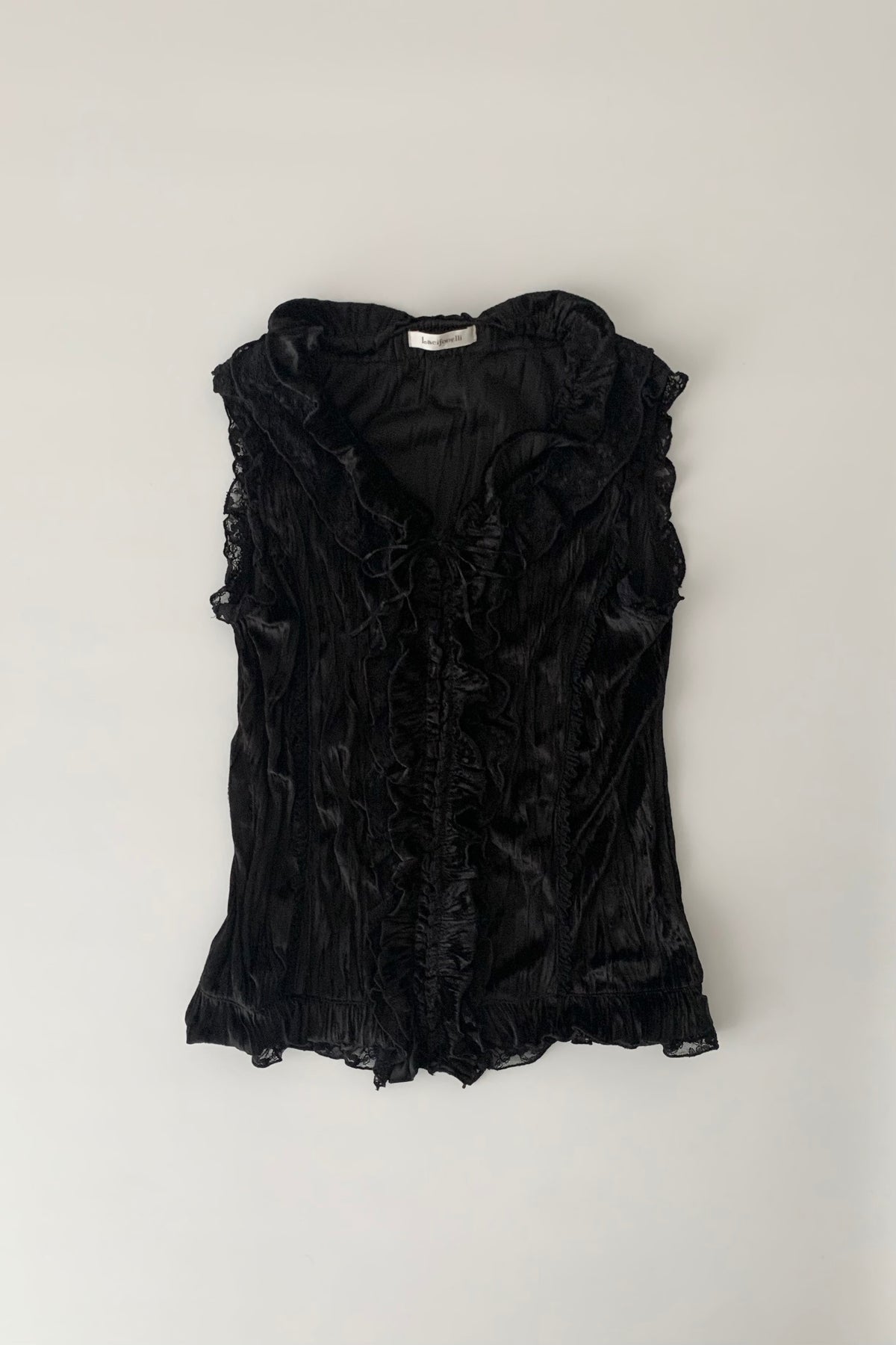 black velours frill vest