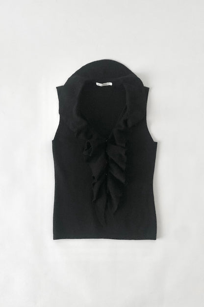 black center frill knit vest