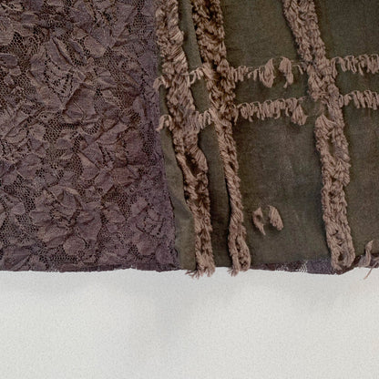 brown lace fringe long skirt