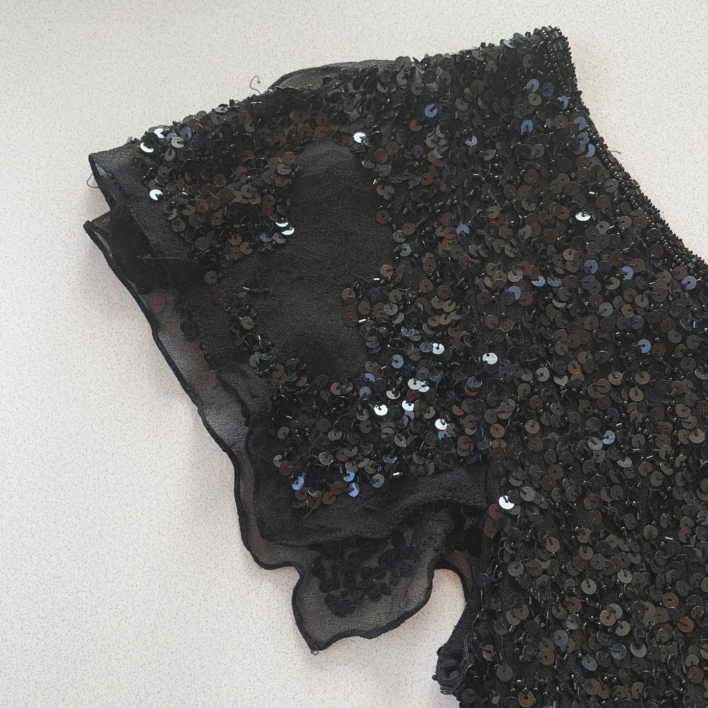 black sequins silk organzy tops